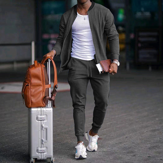 🔥Hot Sale🔥Men’s Stylish Long Sleeve Jacket & Jogger Pants 2-Piece Set
