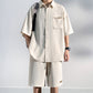 Men’s Cool Ice Silk Short Sleeve Shirt and Shorts 2-piece Set