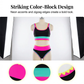 🌼Color Block Patchwork Nylon Sporty 3-Piece Bikini Set - High Waisted & Tummy Control Swimsuit👙🌈