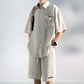 Men’s Cool Ice Silk Short Sleeve Shirt and Shorts 2-piece Set