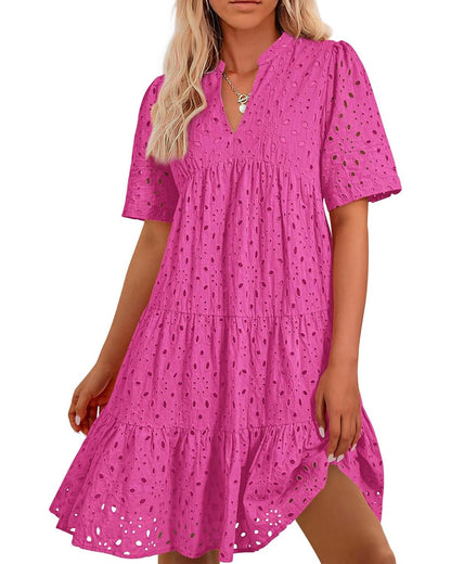 🌸Spring Specials🌸Elegant Hollow Out Lace Ruffle Casual Mini Dress
