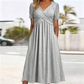 🍀LAST DAY SALE 50% OFF🍀Women’s V-Neck Short Sleeve Long Dresses
