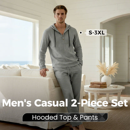 👕 60% OFF! 👖Men's Hooded Casual Loose Top & Pants 2-Piece Set🍂
