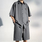 Men’s Cool Ice Silk Short Sleeve Shirt and Shorts 2-piece Set