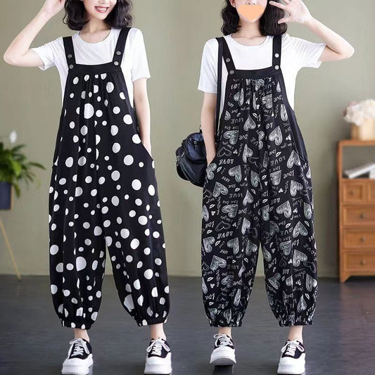 🔥50% OFF🔥Casual Loose Jumpsuit with Pockets & Solid Color T-Shirt Two-Piece Set