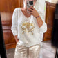 Devil's Eye Gold Foil Top and Sequin Pants Set