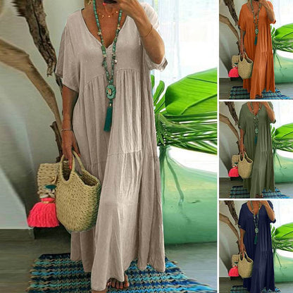 📢📢40% OFF !! ⏰Women’s Casual Long Dress with Short Sleeves