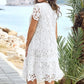 2024 NEW Elegant Cutout Flowers White Dress for Plus Size Lady