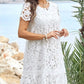 2024 NEW Elegant Cutout Flowers White Dress for Plus Size Lady