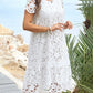 2024 NEW Elegant Cutout Flowers White Dress for Plus Size Lady