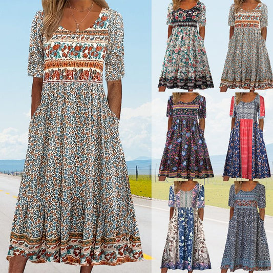 🔥50% OFF🔥Women’s Elegant Bohemian Print Dress