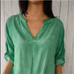Casual Breathable Solid Color V-Neck Top