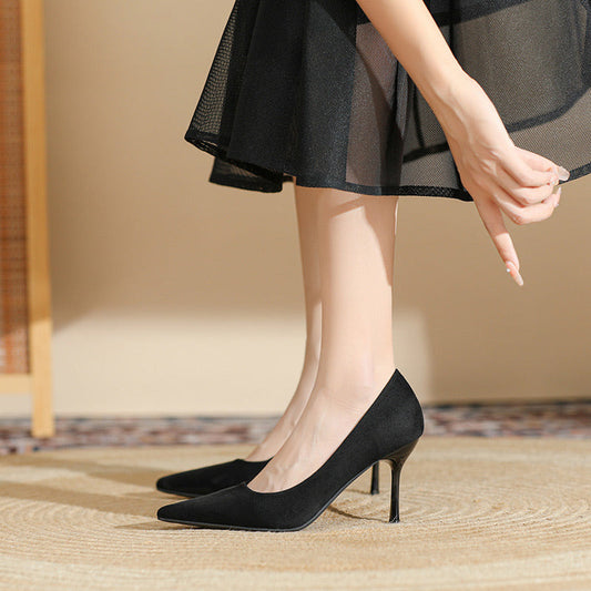 High-Quality Women's Pointed-Toe Black High Heels