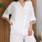 Women's Casual Cotton Linen Two-Piece Set