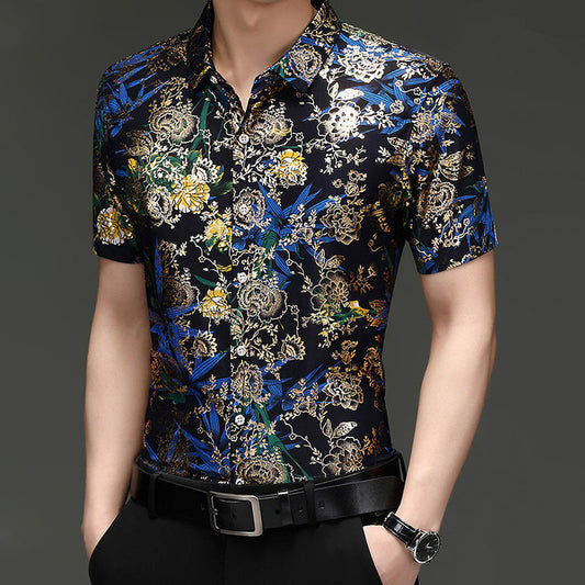 Men's Trendy Pattern Breathable Short Sleeve Shirt