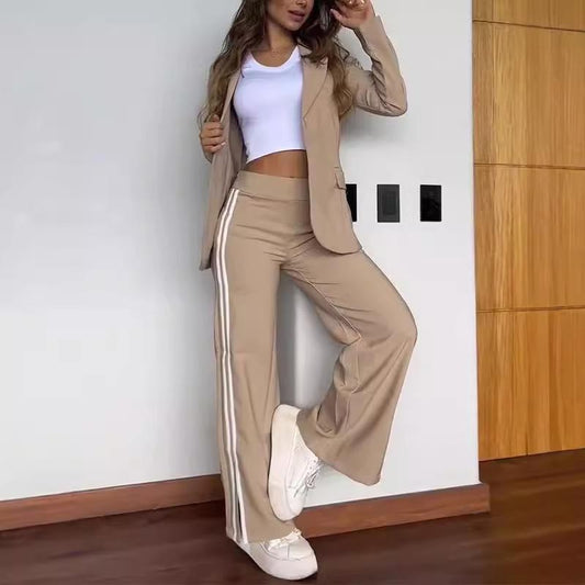 ✨New Arrival✨Women’s Casual Notched Lapel Blazer and Wide-leg Pants Set