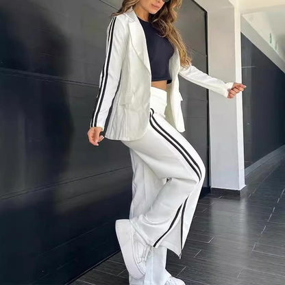 ✨New Arrival✨Women’s Casual Notched Lapel Blazer and Wide-leg Pants Set