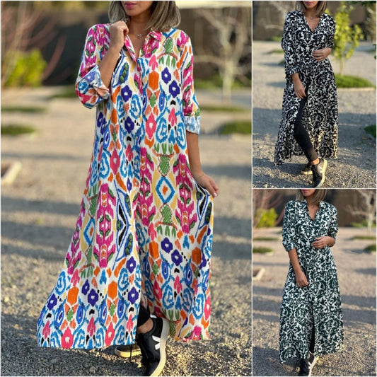 🌸Spring Specials🌸Women’s Lapel Long Sleeve Floral Dress