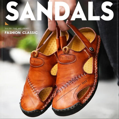 🌴Summer Specials👣Large Size Soft Leather Men's Breathable Outdoor Sandals