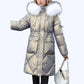Shimmering Quilted Winter Coat with Faux Fur Trim Hood