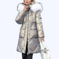 Shimmering Quilted Winter Coat with Faux Fur Trim Hood
