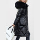 Shimmering Quilted Winter Coat with Faux Fur Trim Hood