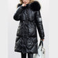 Shimmering Quilted Winter Coat with Faux Fur Trim Hood
