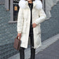 Shimmering Quilted Winter Coat with Faux Fur Trim Hood