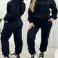 Solid Color Casual Warm Top＆Pants Two Piece Set