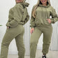 Solid Color Casual Warm Top＆Pants Two Piece Set