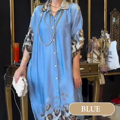 🌸Spring Specials🌸Women's Printed Lapel Long Sleeve Maxi Dress