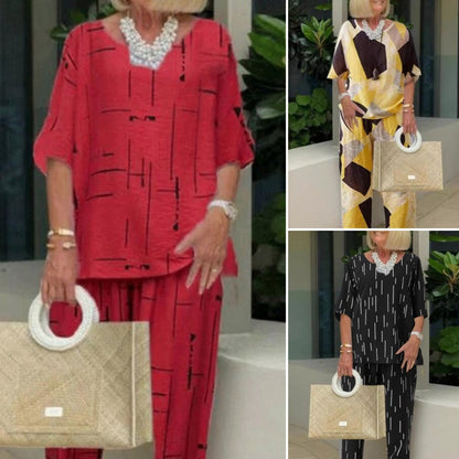 Women's Loose Half-Sleeve Top & Pants Two-Piece Set