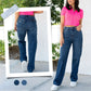 High Rise Cargo Wide-Leg Stretch Jeans