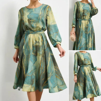 🌸Spring Specials💐Women's Long Sleeve Fashion Printed Waist Dresses