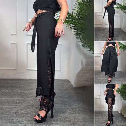 🌸Spring Hot Sale🌸Sexy Lace Lined Wide Leg Pants