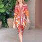 Women's Elegant V-Neck Printed Bodycon Dress
