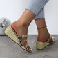 🔥50% OFF🔥Trendy Crystal-Adorned Wedge Sandals