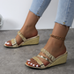 🔥50% OFF🔥Trendy Crystal-Adorned Wedge Sandals