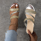 🔥50% OFF🔥Trendy Crystal-Adorned Wedge Sandals