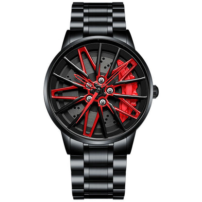 💖Most popular in 2025💖Men's 3D Rotating Skeleton Car Wheel Wrist Watch