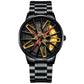 💖Most popular in 2025💖Men's 3D Rotating Skeleton Car Wheel Wrist Watch