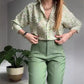 Women's Printed Button Shirt & Pants 2-Piece Set