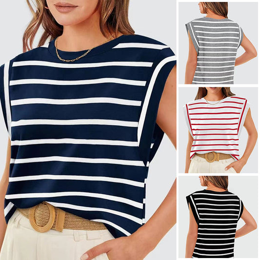 Women's Fashionable Versatile Striped Sleeveless Top