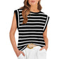 Women's Fashionable Versatile Striped Sleeveless Top