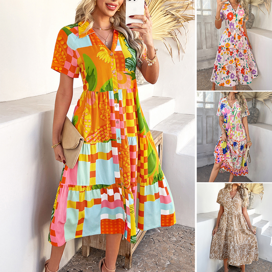 Women's Casual Boho V-Neck Dress