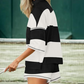 Women’s Striped Half Zip Tops ＆ Shorts Two-Piece Set