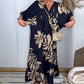 Women's Loose Printed V-Neck Dress
