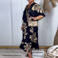Women's Loose Printed V-Neck Dress