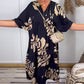 Women's Loose Printed V-Neck Dress