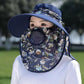 Women's Wide Brim Sun Hat with Face Mask